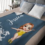 Personalized Catoon Ballet Character Soft Throw Blanket with Name Housewarming Birthday Gift for Women Ballet Lover