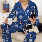 Personalisierte Kokosnuss Baum Haustier Avatar Foto Langarm-Pyjama passende Hose mit Namen Geburtstag Geschenk für Frauen Männer Haustierliebhaber