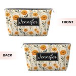 Gepersonaliseerd Retro Geboorte Bloem Cosmetisch Tasje Met Naam Reis Accessoires Moederdag Verjaardagscadeau voor Vrouwen Mam Oma