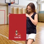 Toalla de deporte personalizada con nombre y gancho en forma de pelota de dibujos animados Accesorio deportivo superabsorbente Regalo de cumpleaños para un jugador amante de los deportes