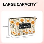 Gepersonaliseerd Retro Geboorte Bloem Cosmetisch Tasje Met Naam Reis Accessoires Moederdag Verjaardagscadeau voor Vrouwen Mam Oma