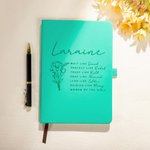 Personalized Minimalist Birth Flower Prayer A5 Lined Notebook with Name Study Journal Birthday Religious Baptism Gift for Christian