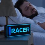 Personalized Racing Style Name Plate with Text and 7 Adjustable LED Lighting Colors Home Decor Birthday Gift for Racing Enthusiasts
