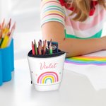 Personalized Cute Heart Rainbow Stand-up Telescopic Pencil Bag with Name School Stationery Supplies Birthday Gift for Kids