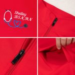 Chaqueta de enfermera con bordado personalizado Mini corazón estetoscopio con cremallera completa y bolsillos Regalo de graduación Semana de la enfermera para el personal médico Estudiante