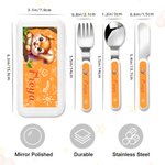 Personalized Cute Puppy Fantasy Unicorn Animal Safe Stainless Steel Kid’s Fork Spoon Knife 3 Pcs Cutlery Set with Name and Case Birthday Gift for Kids