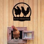 Personalised Retro Chicken Hens Farm Coop Metal Sign with Text Farmhouse Wall Art Home Decor Housewarming Gift for Farmer Owner