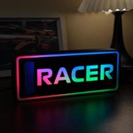 Personalized Racing Style Name Plate with Text and 7 Adjustable LED Lighting Colors Home Decor Birthday Gift for Racing Enthusiasts