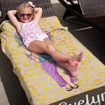 Gepersonaliseerde Strandlaken met Luipaard Zebraprint Cartoonfiguur Oversized met Naam Reis Zomervakantie Cadeau Feestgeschenk voor Vrouwen