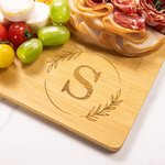 Personalised Engraved Garland Initial Bamboo Charcuterie Cutting Board with Handle Housewarming Wedding Mother's Day Gift for Couple Family