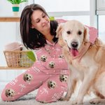 Personalisierte Kokosnuss Baum Haustier Avatar Foto Langarm-Pyjama passende Hose mit Namen Geburtstag Geschenk für Frauen Männer Haustierliebhaber