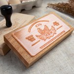 Personalised Engraved Leaf Flower Chicken Nest Farmer Market Wooden Egg Carton Stamp with Handle and Text Birthday Gift for Family Friend