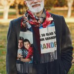 Personalised 6 Photos Collage Design Soft Warm Tassel Scarf with Text Father's Day Birthday Gift for Dad Grandpa