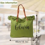 Personalised Tassel Large Capacity Canvas Tote Bag with Name and Leather Handle Travel Accessories Mother's Day Birthday Gift for Women