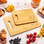 Personalised Engraved Garland Initial Bamboo Charcuterie Cutting Board with Handle Housewarming Wedding Mother's Day Gift for Couple Family