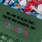 Personalised 6 Photos Collage Design Soft Warm Tassel Scarf with Text Father's Day Birthday Gift for Dad Grandpa