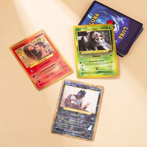 Carte Poke Classic TCG Personnalisée avec Photo Film Protecteur Collection Cartes de Jeu Cadeau Anniversaire pour Enfant Couple Amoureux des Animaux