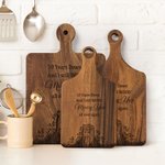 Personalised Engraved Heart Tree Stump Charcuterie Cutting Board with Names and Handle Anniversary Valentine's Day Gift for Couple