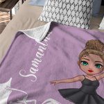 Personalized Catoon Ballet Character Soft Throw Blanket with Name Housewarming Birthday Gift for Women Ballet Lover
