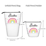 Personalized Cute Heart Rainbow Stand-up Telescopic Pencil Bag with Name School Stationery Supplies Birthday Gift for Kids