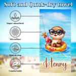 Serviette de Plage Personnalisée avec Nom et Motif Animaux Fantaisie Séchage Rapide Cadeau Anniversaire pour Famille ou Amis