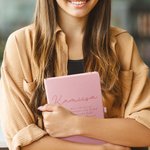 Personalized Minimalist Birth Flower Prayer A5 Lined Notebook with Name Study Journal Birthday Religious Baptism Gift for Christian