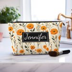 Gepersonaliseerd Retro Geboorte Bloem Cosmetisch Tasje Met Naam Reis Accessoires Moederdag Verjaardagscadeau voor Vrouwen Mam Oma