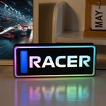 Personalized Racing Style Name Plate with Text and 7 Adjustable LED Lighting Colors Home Decor Birthday Gift for Racing Enthusiasts