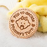 Personalized Flip to Decide Cute Baby Portrait Wooden Decision-Making Coin with Text Baby Shower Gift for New Parent