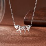 Personalised Horse Shape Name Necklace Dainty Jewellery Mother's Day Birthday Gift for Women Equestrian Lovers
