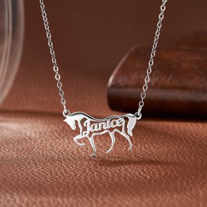 Personalized Horse Shape Name Necklace Dainty Jewelry Mother's Day Birthday Gift for Women Equestrian Lovers
