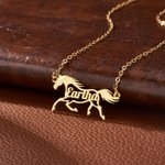 Personalised Horse Shape Name Necklace Dainty Jewellery Mother's Day Birthday Gift for Women Equestrian Lovers