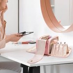 Personalized This Belongs To 1-12 Birth Flowers PU Leather Makeup Bag with Names and Handles Mother's Day Birthday Gift for Mom Grandma