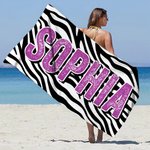 Personalizada Leopardo Cebra Patrón Nombre De gran tamaño de secado rápido Toalla de playa Cumpleaños Verano Vacaciones Accesorios Cumpleaños Regalo para la Familia Amigo