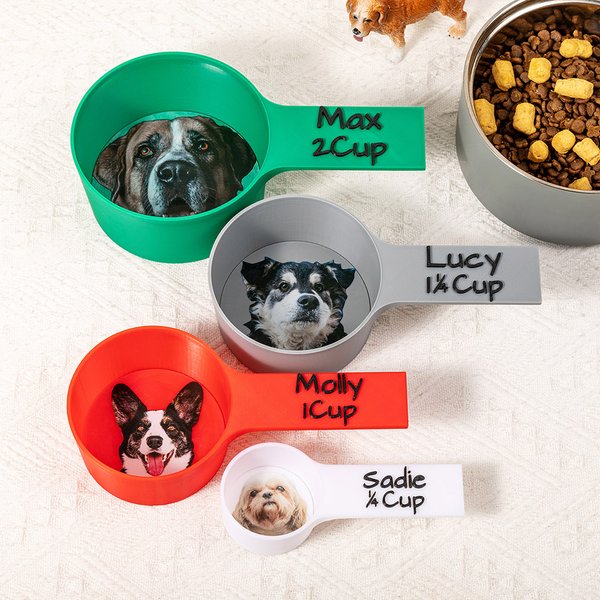 Personalised Multicolor Pet Avatar Photo Food Scoop with Name Pet Party Birthday Gift for Dog Owners