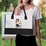 Personalised Cartoon Painter Large Canvas Tote Bag with Name Travel Accessories Birthday Gift for Artists Women