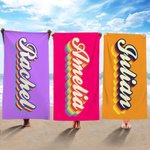 Personalized Colorful Multiple Shadows Name Quick Dry Oversized Beach Towel Summer Travel Essential Birthday Gift for Family Friends