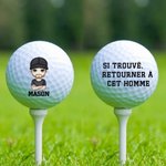 Balle de Golf Personnalisée avec Personnage de Dessin Animé et Nom Cadeau d'Anniversaire Fête des Pères pour Amateurs de Golf