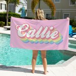 Personalized Colorful Multiple Shadows Name Quick Dry Oversized Beach Towel Summer Travel Essential Birthday Gift for Family Friends