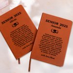 Henkilökohtainen Senior 2025 toivoo viestiä A5 Nahka Journal Notebook nimi ja Elastinen nauha Valmistumisen tuki lahja valmistuneille fukseille