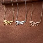 Personalised Horse Shape Name Necklace Dainty Jewellery Mother's Day Birthday Gift for Women Equestrian Lovers