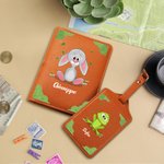 Personalised Cartoon Monster Fantasy Unicorn Dinosaur PU Leather Passport Holder Luggage Tag with Name Travel Accessory Birthday Gift for Kids
