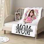 Personalizado en forma de corazón de dibujos animados mamá y 1-2 niños suave manta con nombre Día de la Madre Cumpleaños Regalo para mamá abuela