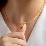 Personalized Tiny Heart Padlock Necklace with Birthstone Dainty Women Jewelry Valentine's Day Birthday Gift for Her