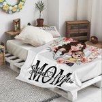 Personalizado en forma de corazón de dibujos animados mamá y 1-2 niños suave manta con nombre Día de la Madre Cumpleaños Regalo para mamá abuela