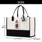 Personalised Cartoon Painter Large Canvas Tote Bag with Name Travel Accessories Birthday Gift for Artists Women