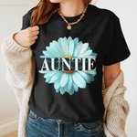 Personalized Light Blue Daisy Heart T-shirt Sweatshirt with 1-8 Names Birthday Mother's Day Gift for Mom Grandma