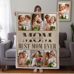 Personalized Photo Collage Soft Throw Blanket with Title and 1-6 Kid's Names Home Decor Mother's Day Birthday Gift for Mom Grandma Family