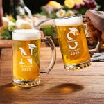 Personalized Engraved Grad Cap Initial 16.6 oz Beer Glass with Name and Handle Graduation Party Gift for Graduates