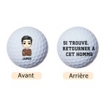 Balle de Golf Personnalisée avec Personnage de Dessin Animé et Nom Cadeau d'Anniversaire Fête des Pères pour Amateurs de Golf